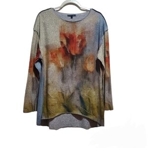Lily London Watercolor Abstract Floral High-Low Tunic Top Size Large